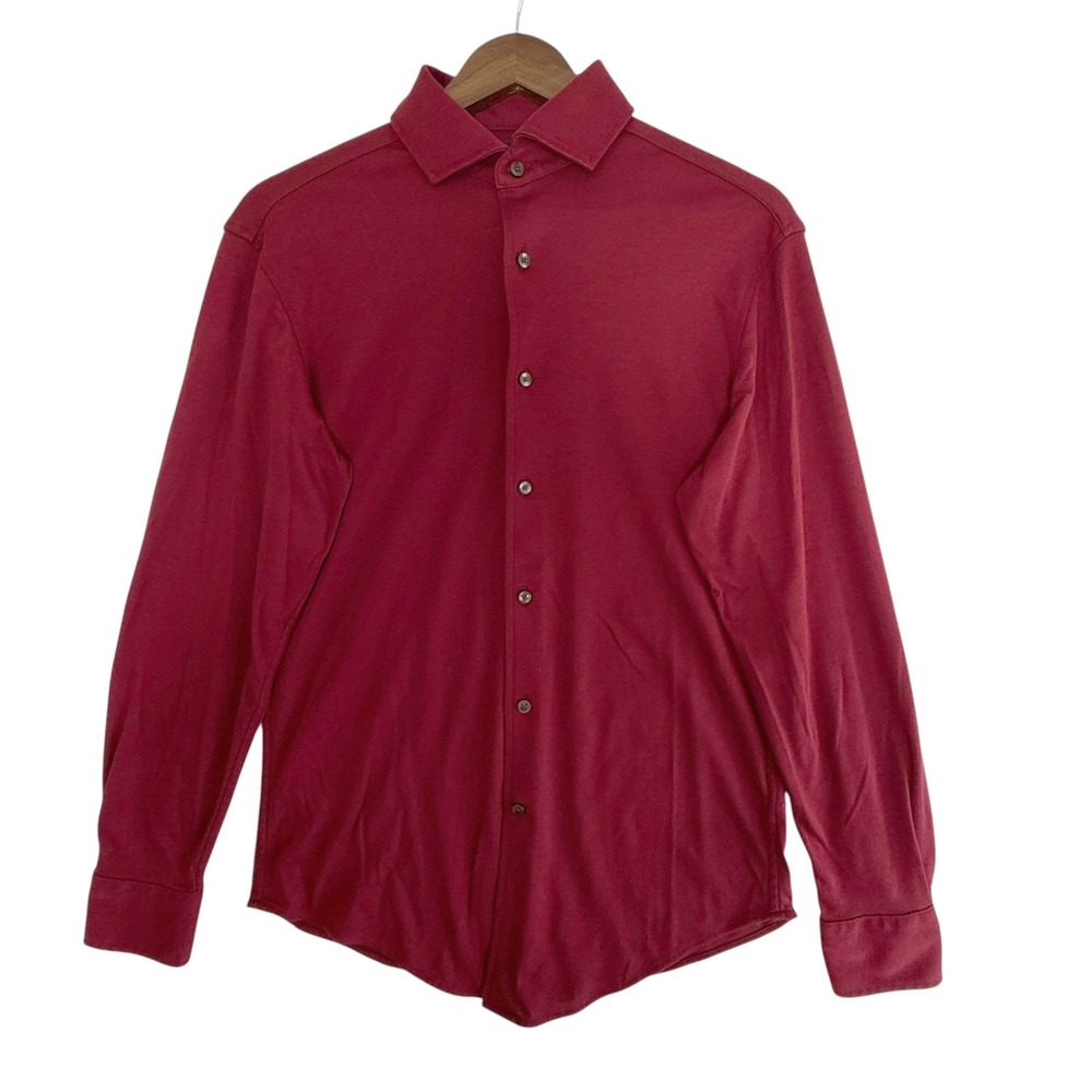 Cremieux Mens Burgundy Red 100% Pima Cotton Long Sleeve Button Down Shirt Size M